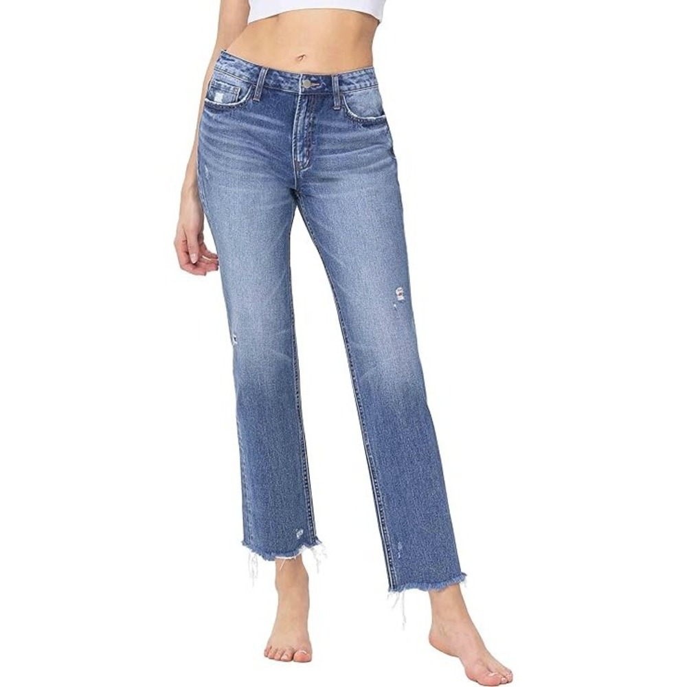 Flying‎ Monkey, High Rise Straight Jeans, Medium Blue, 29